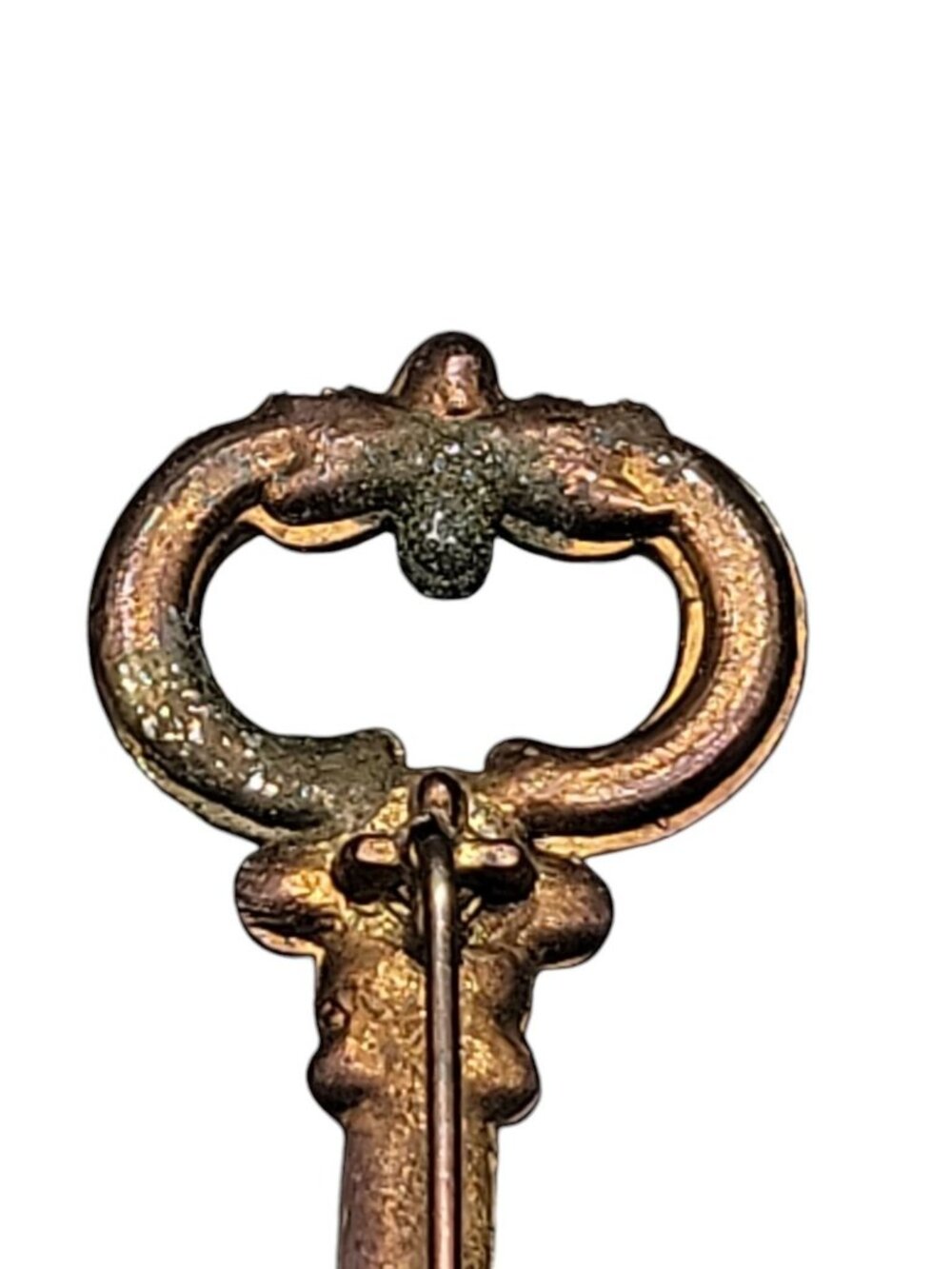 Antique Brass Skeleton Key Brooch Victorian C Clasp Unmarked Gold Tone - Picture 10 of 11
